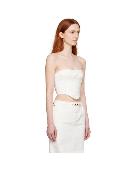 Juneyen White Raw Edge Denim Corset