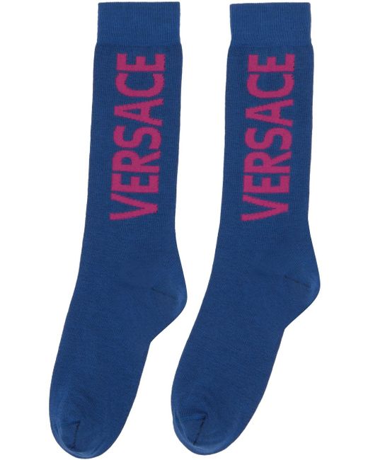 Versace Blue Logo Socks for men