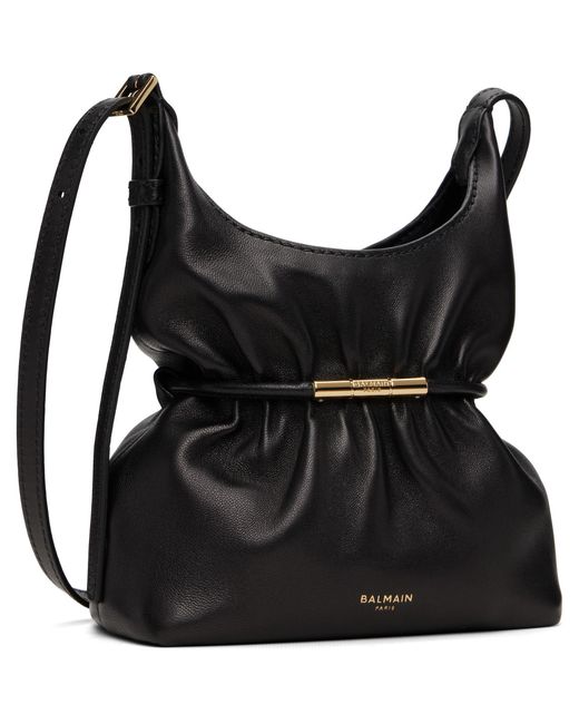 Balmain Black Sphynx Mini Smooth Leather Bag