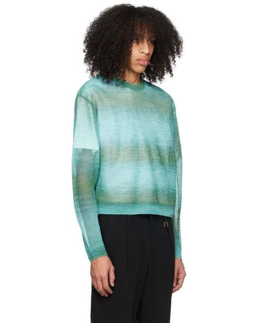 Wooyoungmi Blue & Green Gradient Stripe Sweater for men