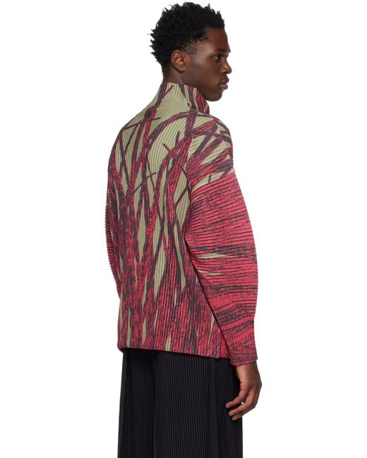 Homme Plissé Issey Miyake Homme Plissé Issey Miyake Red Grass Field Track Jacket for men