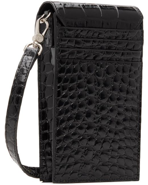 Vivienne Westwood Black Crocodile Phone Pouch for men