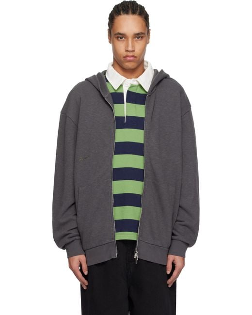 Palmes Blue Waffle Zip Hoodie for men