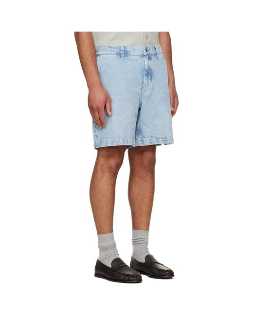 Boss Blue Faded Denim Shorts for men