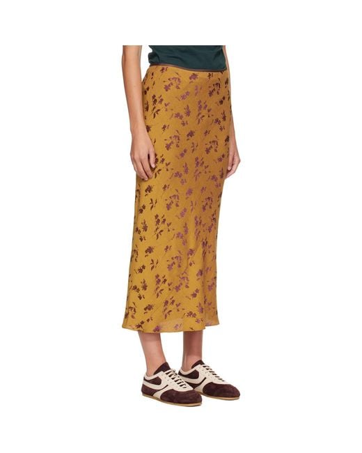 Dries Van Noten Metallic Floral Midi Skirt