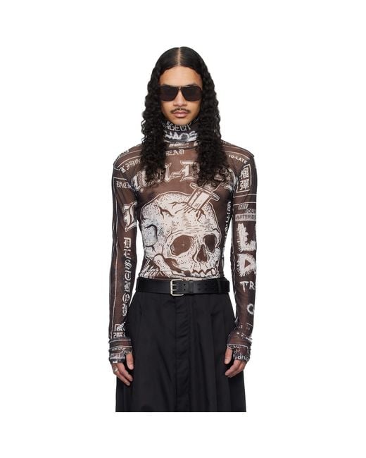 Lu'u Dan Black Masked Mesh Top for men