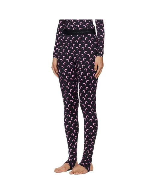 MARINE SERRE Black Recycled Moon Jersey Stirrup Leggings