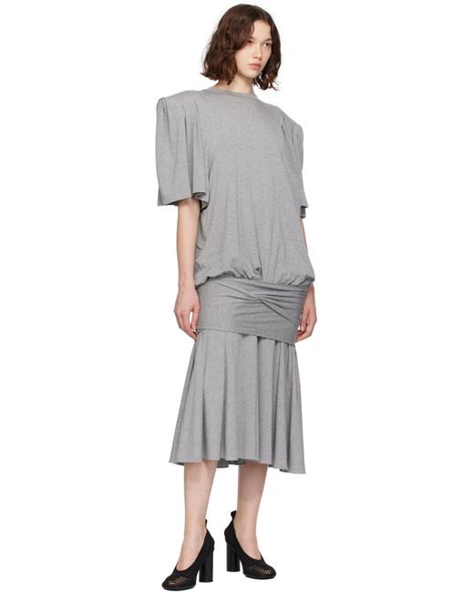 Marie Adam-Leenaerdt Gray T-Shirt Midi Dress