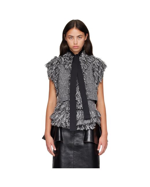 Sacai Black Tweed Vest