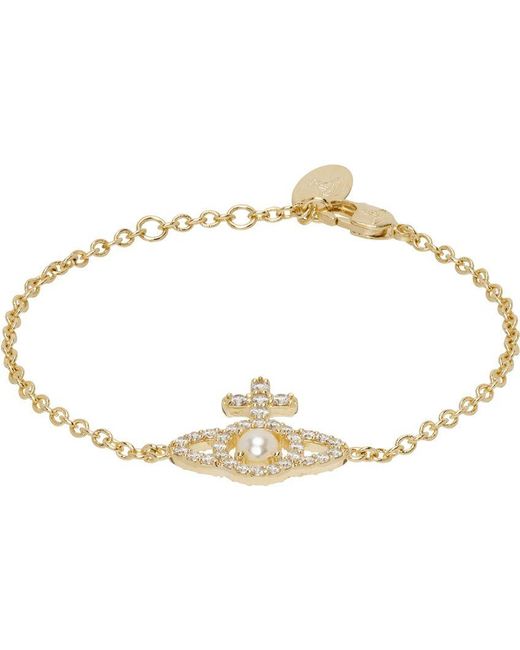Vivienne Westwood Gold Olympia Pearl Chain Bracelet in White for Men | Lyst