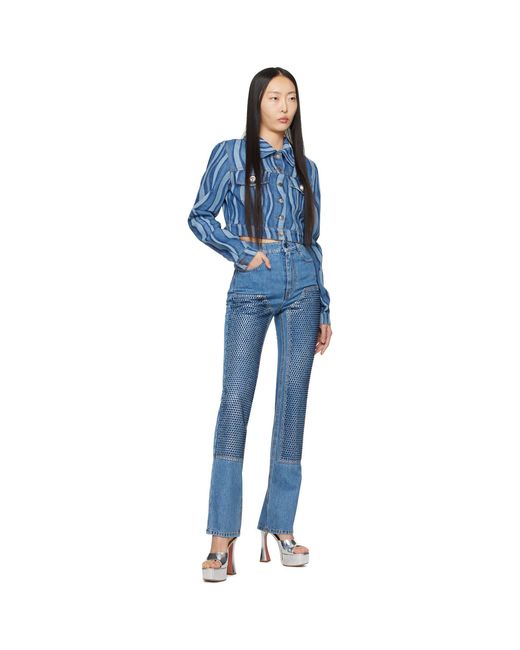 Area Blue Embellished Straight Leg Jeans