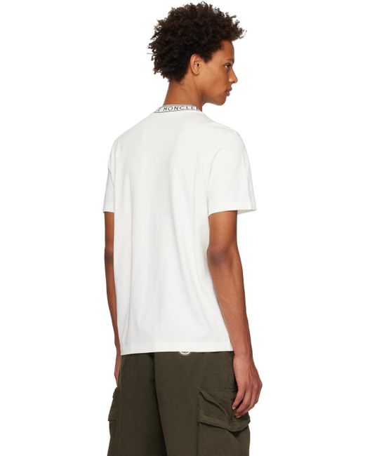 Moncler White Garment-washed T-shirt for men