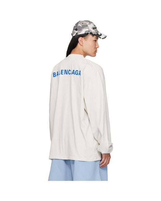 Balenciaga White Distressed Long-Sleeve T-Shirt for men