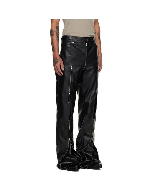 Lu'u Dan Black Zipped Riot 5-Pocket Faux-Leather Pants for men