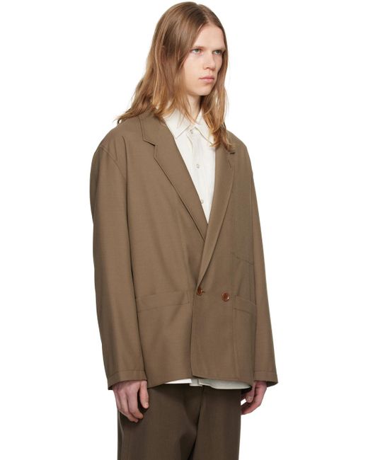 Lemaire Brown Double Breasted Blazer for men