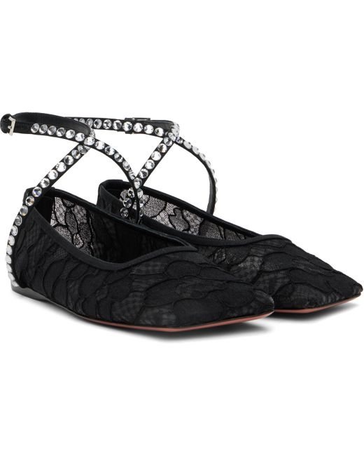 AMINA MUADDI Black Ane Lace Ballerina Flats