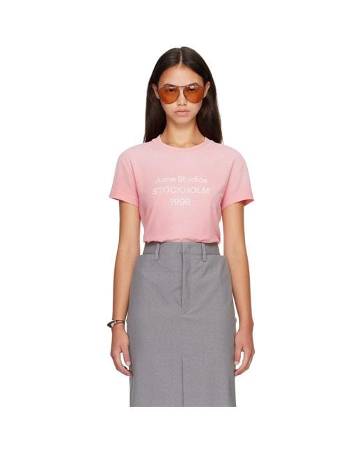 Acne Purple Fitted Logo T-Shirt