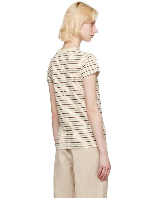 Rag & Bone Natural Off-white 'the Slub Stripe Tee' T-shirt