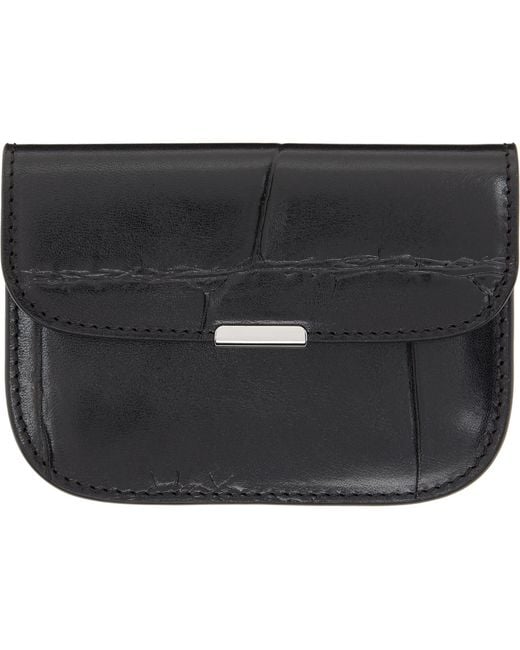 Lemaire Black Soft Tab Card Holder for men