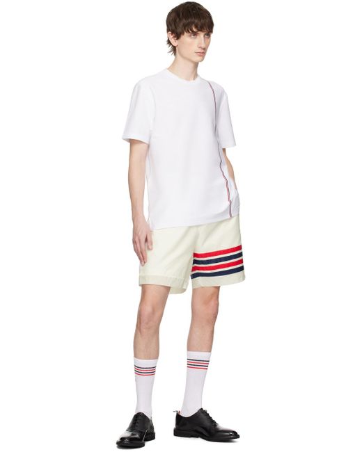 Thom Browne White Striped T-shirt for men