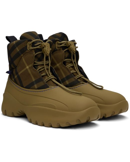 Burberry Black Khaki Check Scoot Trek Boots for men