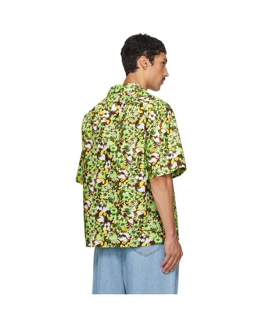 Marni Green Pop Flowers Print Shirt for men