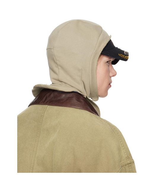 Martine Rose Green Cut Peak Hood for men