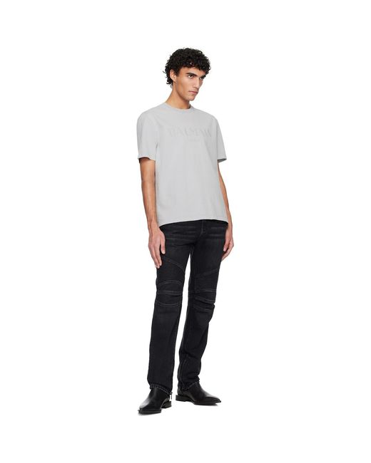 Balmain Black Vintage Embroidered T-Shirt for men