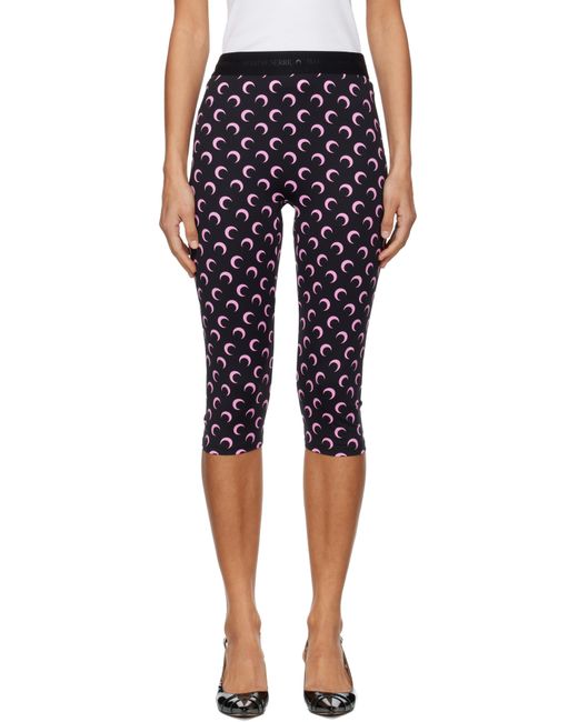 MARINE SERRE Black Recycled Moon Jersey Capri Leggings