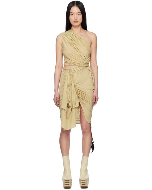 Rick Owens ベージュ Hollywood Fog コットン ガーゼジャージ ミニドレス Black