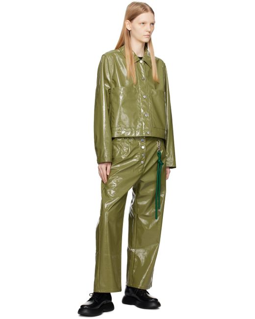 Song For The Mute Green Cropped Faux-leather Jacket