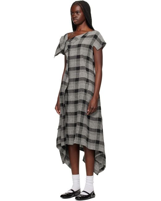 Y's GABARDINE CHECK ASYMME APRON DRESSS workpermit29- Item Y's GABARDINE CHECK ASYMME APRON DRESSS workpermit29- Item