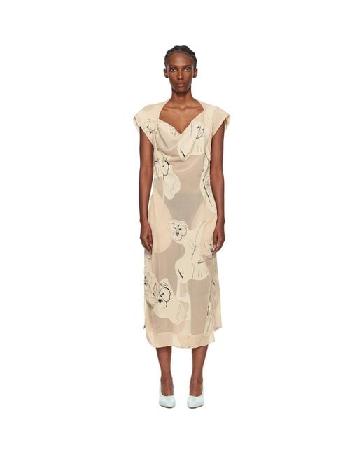 Vivienne Westwood Black Off- Printed Veil Crepe Ionian Midi Dress