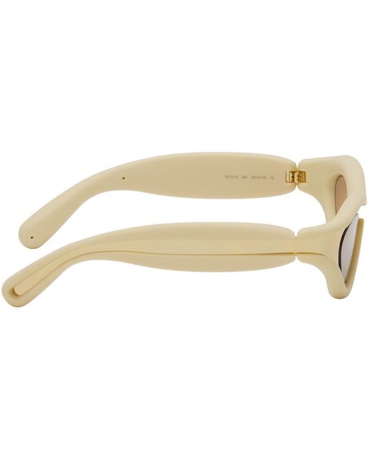 Bottega Veneta Black Gold & Beige Oval Acetate Sunglasses