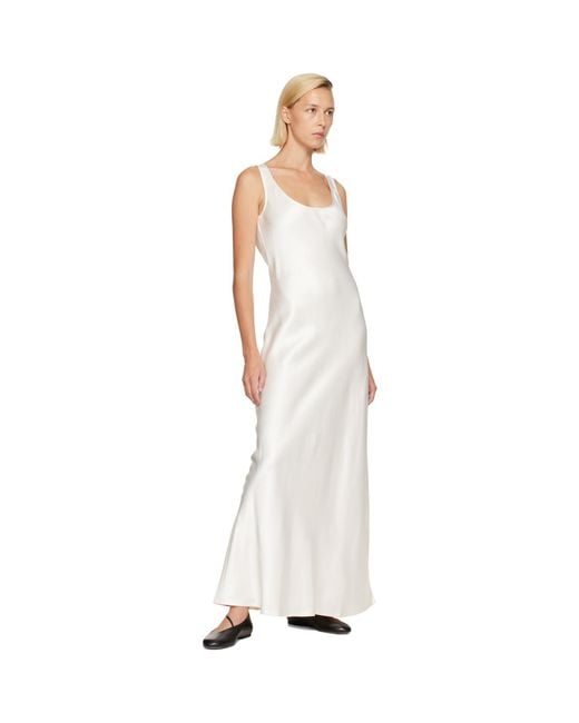 Rohe White Off- Scoop Neck Satin Maxi Dress