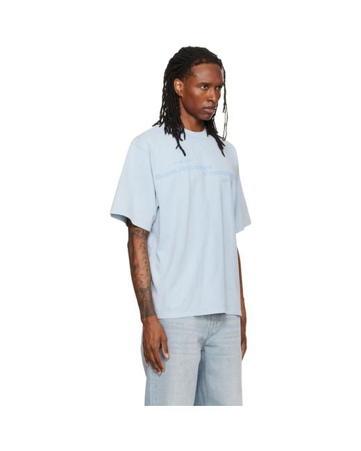 Alexander Wang Blue Mirrored Logo Short Sleeve T-Shirt for men
