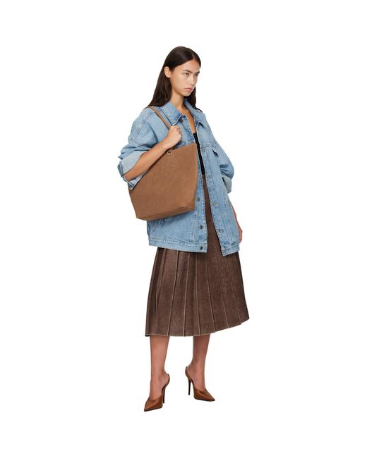 DIESEL Brown 1Dr Dome Oval D Logo Suede Tote