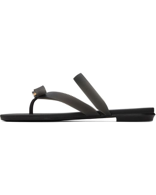 Ferragamo Black Vara Bow Jelly Thong Flat Sandals