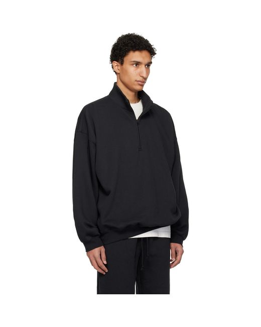 Skims Black Fleece Lounge Relaxed Quarter Zip Track Jacket for men