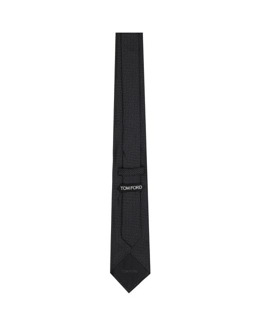 Tom Ford Black Mouline Herringbone Tie for men