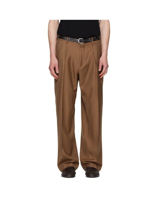 Paul Smith Brown Pleated Wool Trousers for men