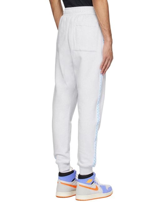 Nike White Gray Embroidered Sweatpants for men