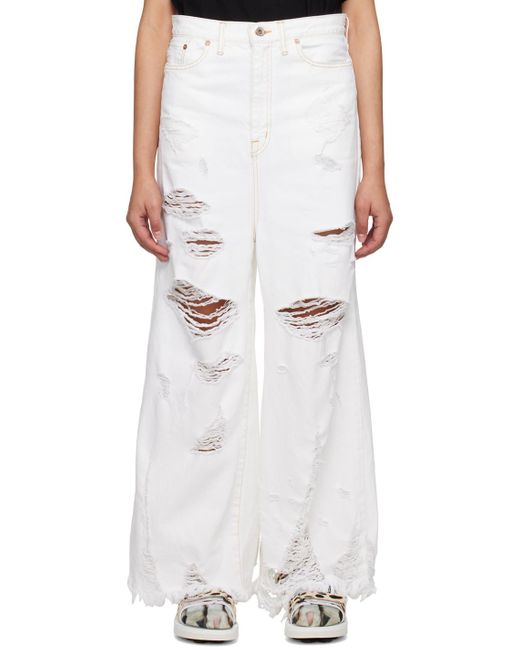 Doublet Destroyed Jeans in White | Lyst Canada