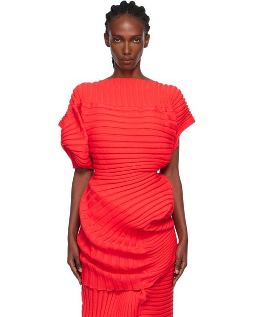 Issey Miyake Red Knit 'As It Is' Top