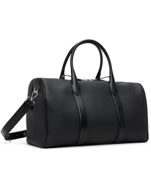 Tom Ford Black Soft Grain Leather Wide Medium Duffle Bag for men