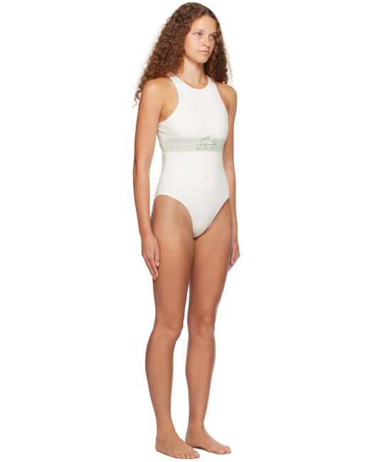 Lacoste Black White High Cut One-piece Swimsuit