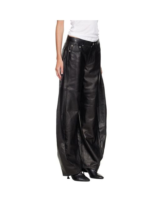 R13 Black Janine Barrel Leather Pants