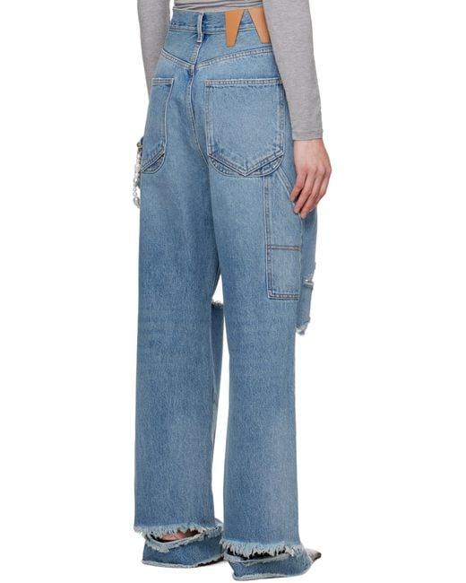 デニム・ジーパン DARKPARK LISA CHAIN LOOSE FIT CARPENTER DENIM Blue Lisa Chain Adorned Loose Fit Carpenter Jeans by