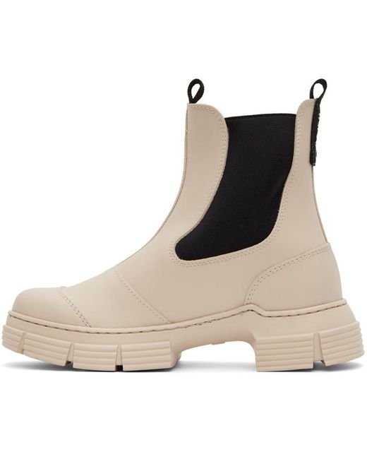 Ganni Off-white City Boots in Black | Lyst