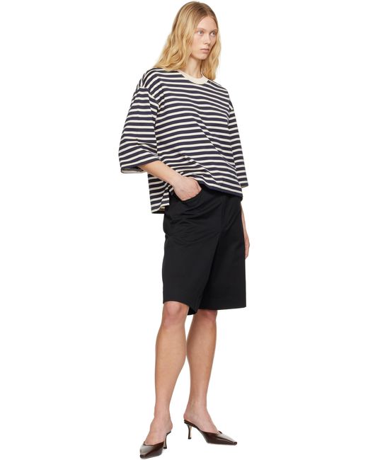 AMI Black Off- Loose Striped T-Shirt